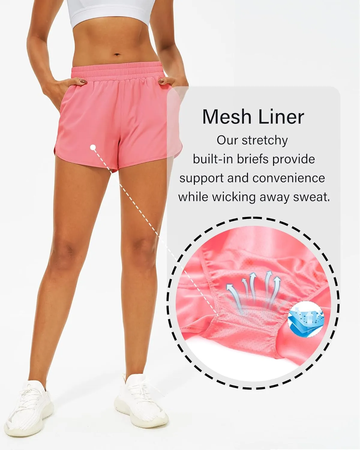 Stelle Womens 3" Running Shorts Mesh Liner High Waisted Workout Shorts Quick Dry Dolphin Athletic Shorts with Pockets