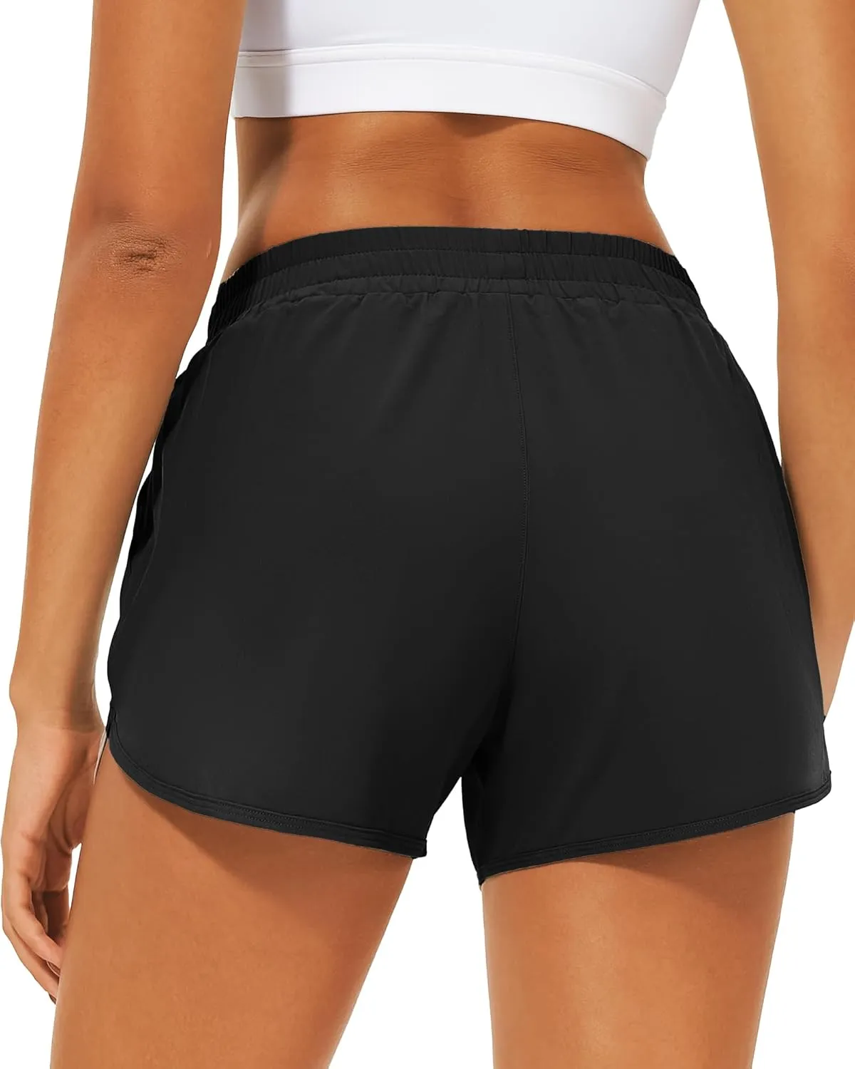 Stelle Womens 3" Running Shorts Mesh Liner High Waisted Workout Shorts Quick Dry Dolphin Athletic Shorts with Pockets