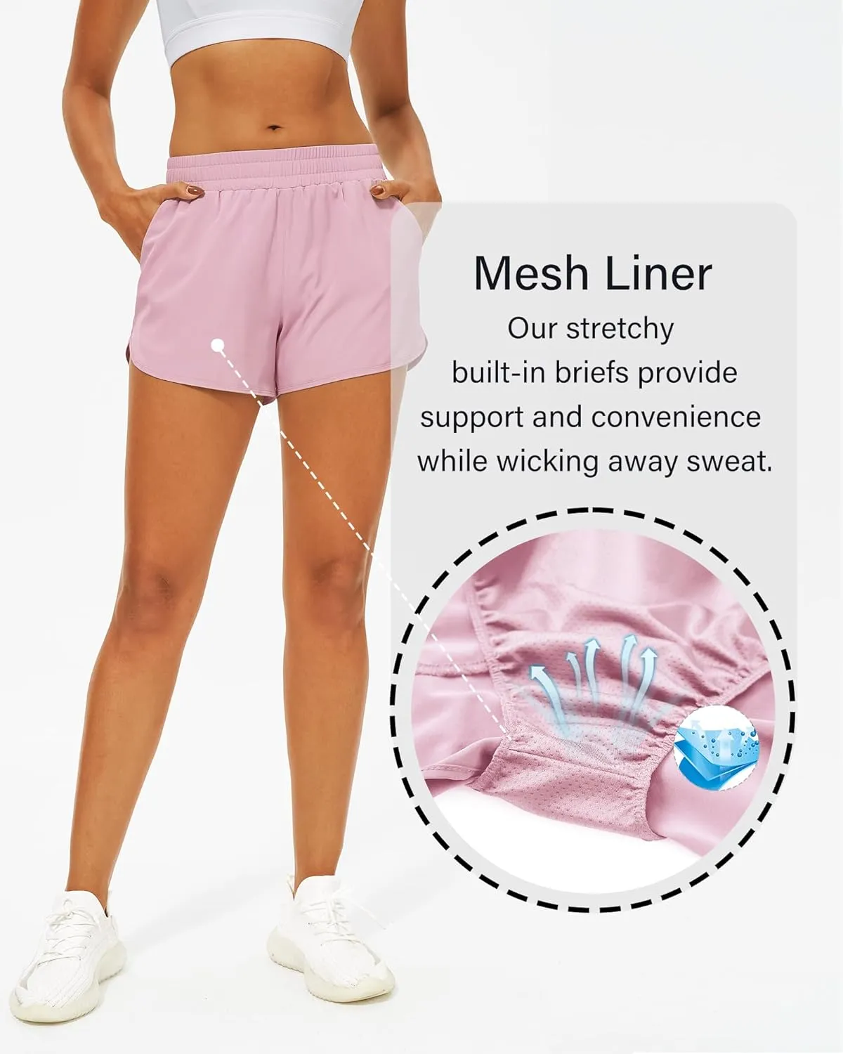 Stelle Womens 3" Running Shorts Mesh Liner High Waisted Workout Shorts Quick Dry Dolphin Athletic Shorts with Pockets