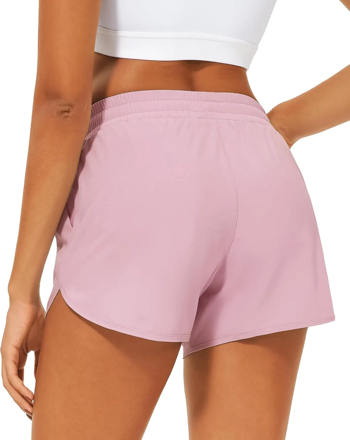 Stelle Womens 3" Running Shorts Mesh Liner High Waisted Workout Shorts Quick Dry Dolphin Athletic Shorts with Pockets