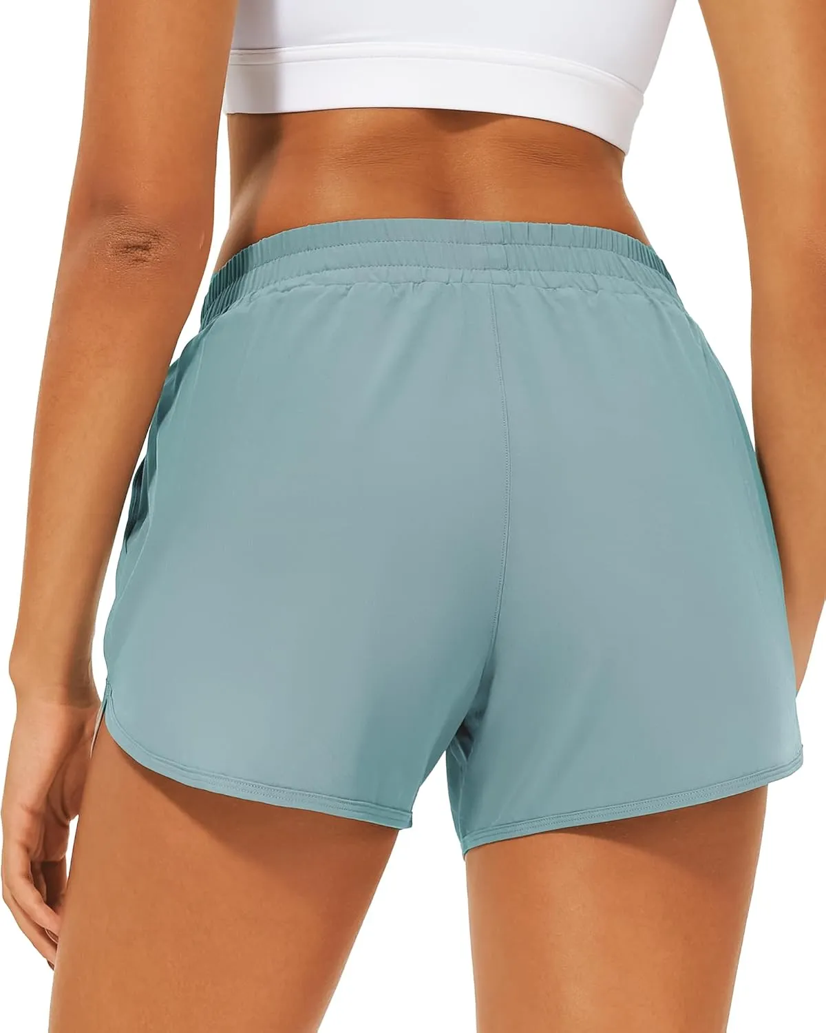 Stelle Womens 3" Running Shorts Mesh Liner High Waisted Workout Shorts Quick Dry Dolphin Athletic Shorts with Pockets