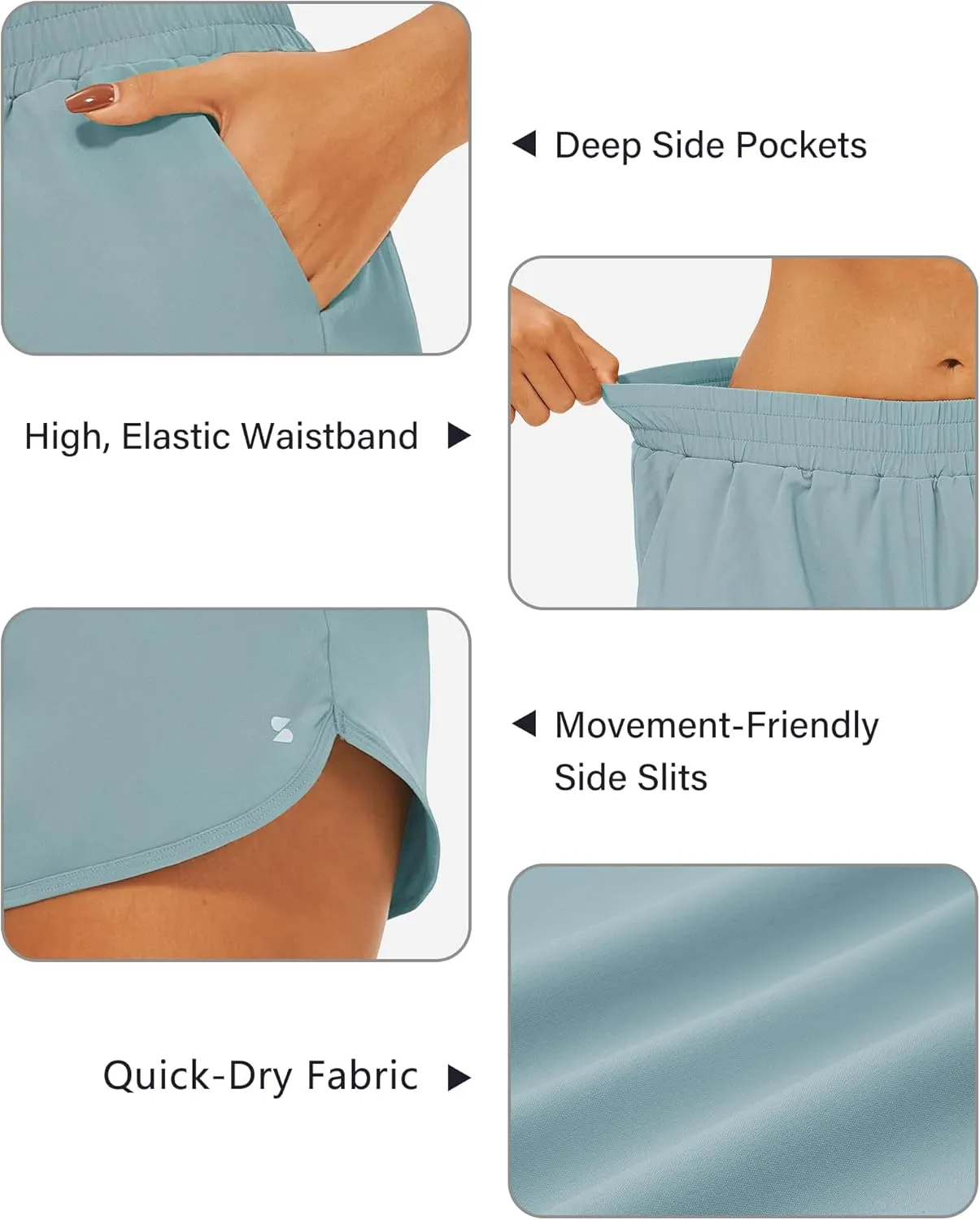 Stelle Womens 3" Running Shorts Mesh Liner High Waisted Workout Shorts Quick Dry Dolphin Athletic Shorts with Pockets
