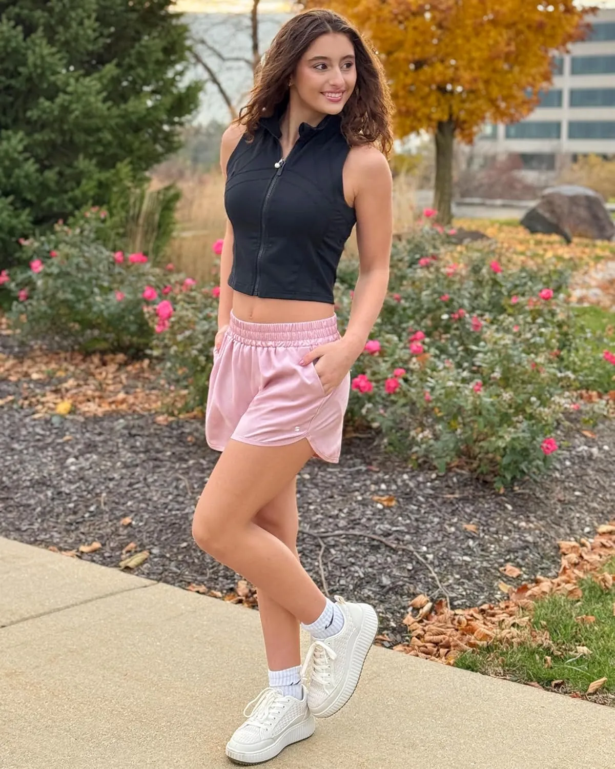 Stelle Womens 3" Running Shorts Mesh Liner High Waisted Workout Shorts Quick Dry Dolphin Athletic Shorts with Pockets