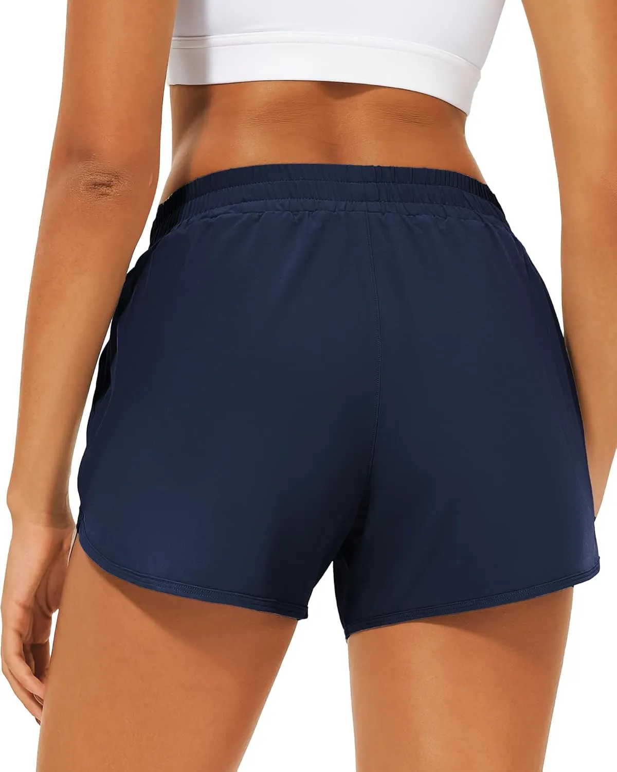 Stelle Womens 3" Running Shorts Mesh Liner High Waisted Workout Shorts Quick Dry Dolphin Athletic Shorts with Pockets
