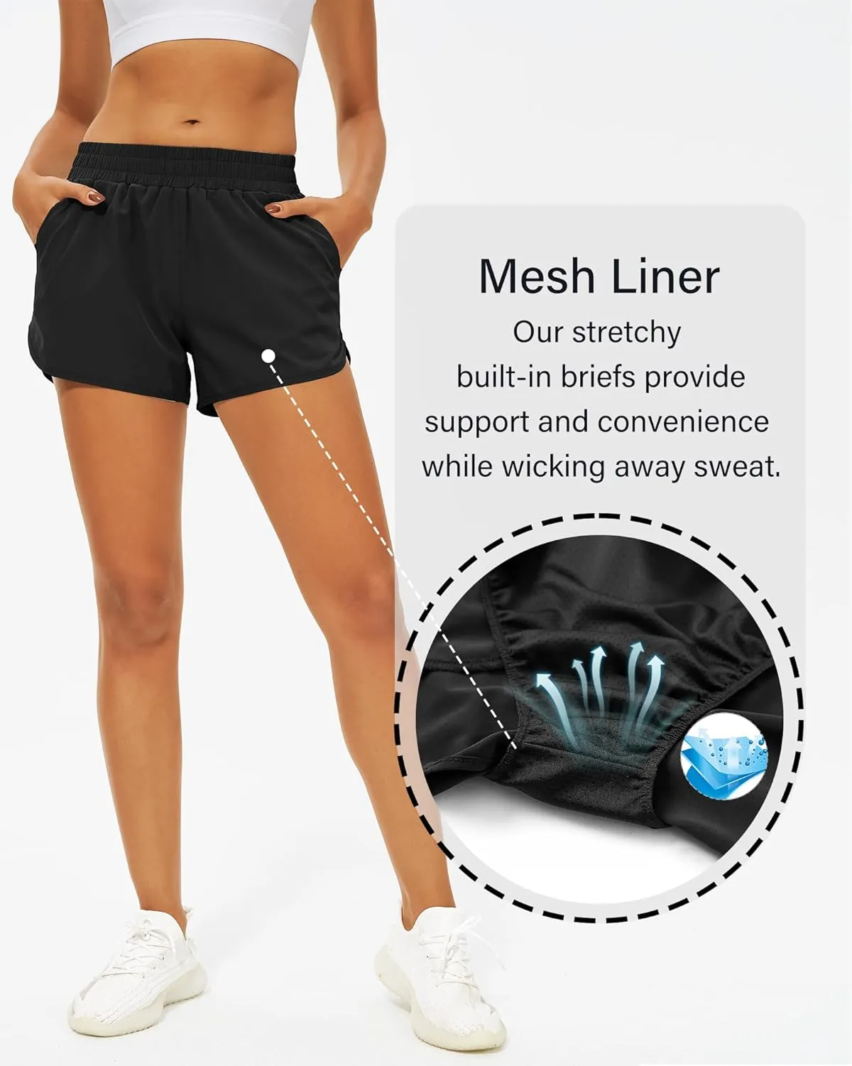 Stelle Womens 3" Running Shorts Mesh Liner High Waisted Workout Shorts Quick Dry Dolphin Athletic Shorts with Pockets