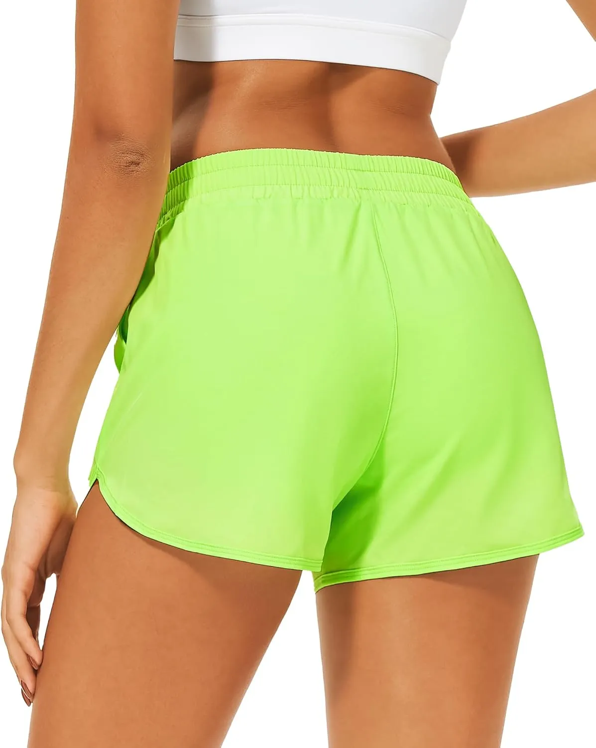 Stelle Womens 3" Running Shorts Mesh Liner High Waisted Workout Shorts Quick Dry Dolphin Athletic Shorts with Pockets