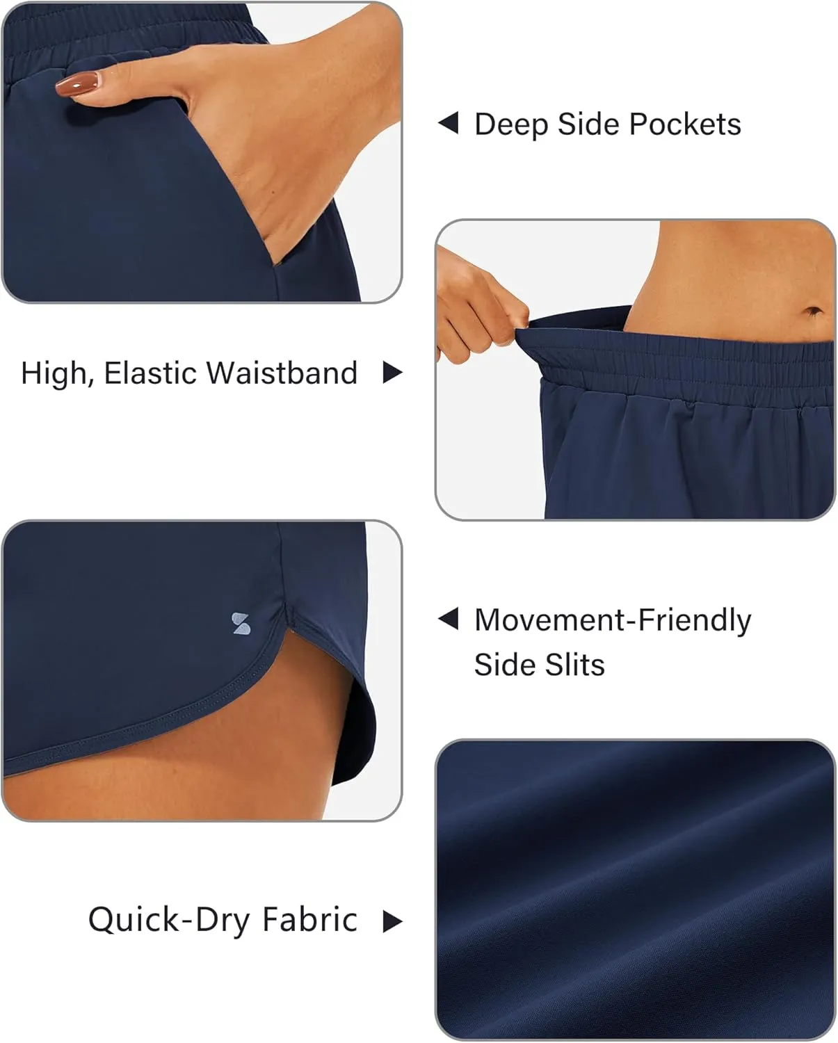 Stelle Womens 3" Running Shorts Mesh Liner High Waisted Workout Shorts Quick Dry Dolphin Athletic Shorts with Pockets