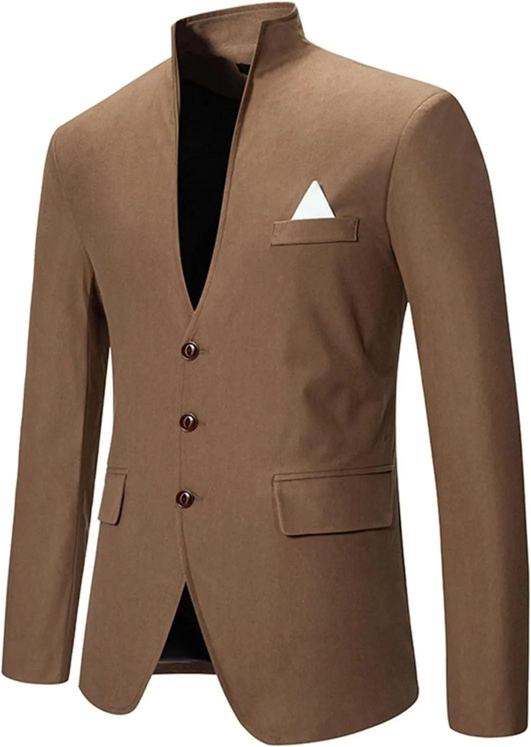 Suit Jackets for Men Casual Slim Fit Mandarin Collar Button Down Blazer Lightweight Sport Coat Business Wedding Tuxedo