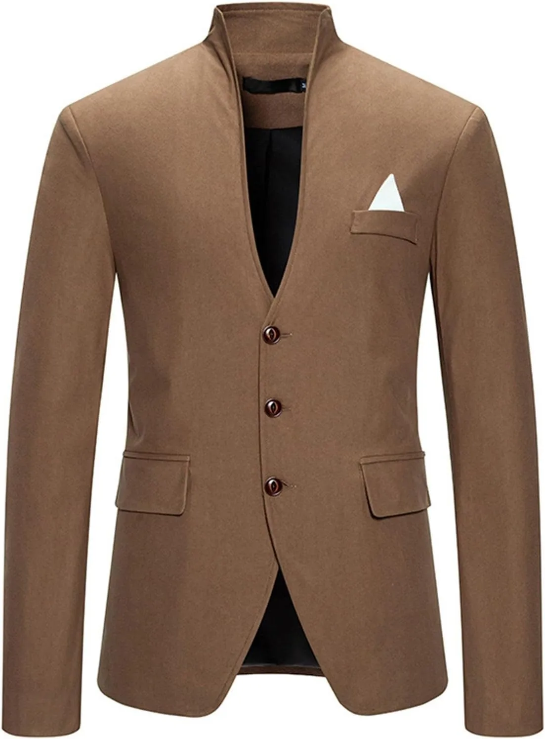 Suit Jackets for Men Casual Slim Fit Mandarin Collar Button Down Blazer Lightweight Sport Coat Business Wedding Tuxedo