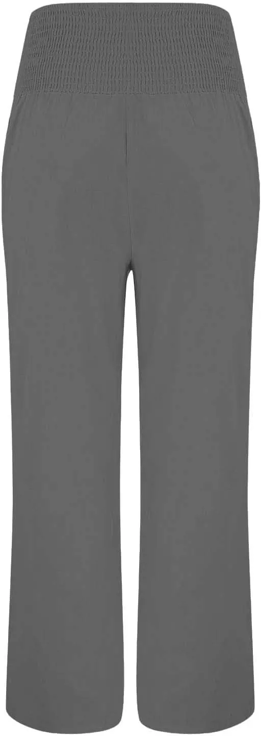 Summer High Waisted Cotton Linen Palazzo Pants for Women Wide Leg Long Lounge Pant Trousers with Pocket