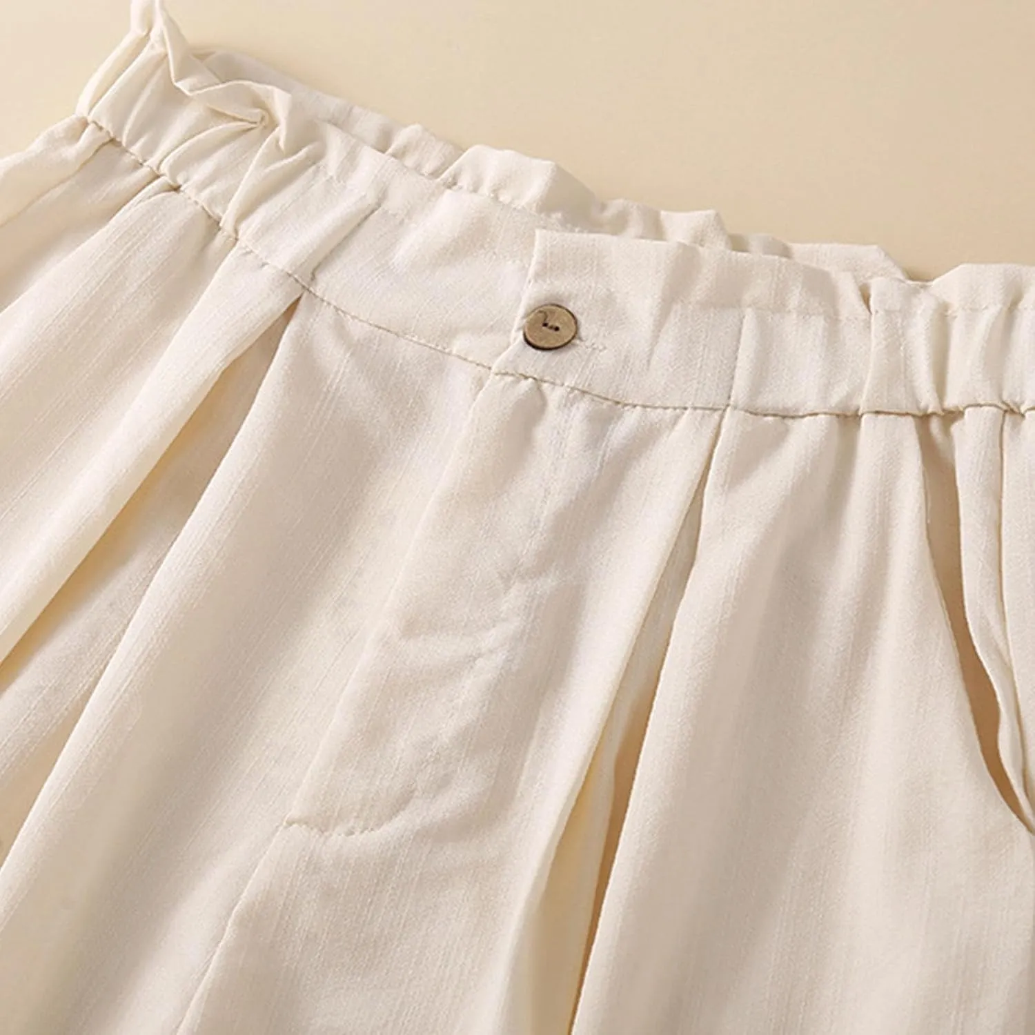 Summer Shorts for Women Loose Elastic High Waisted Shorts Solid Wide Leg Shorts Comfy Elegant Work Trouser Shorts