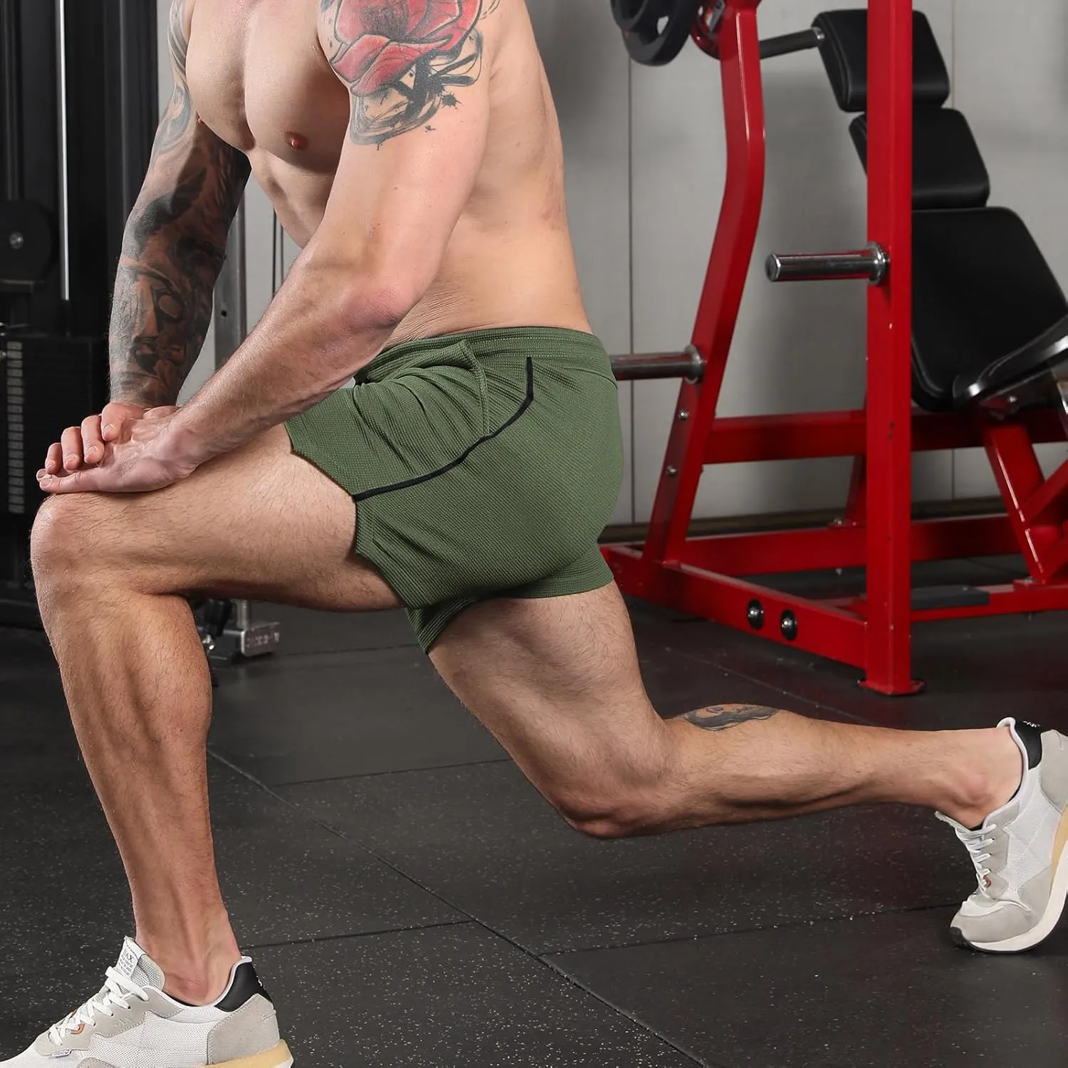 Surenow Men's Running Shorts Lightweight Gym Workout Bodybuilding Shorts 3 Inch Quick Dry Athletic Shorts for Men with Pocket