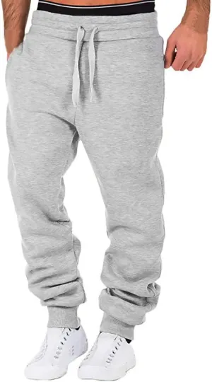 Sweatpants for Men Pants Track Cuff Spliced Solid Color Lace up Workout Pants Drawstring Sweatpants with Pockets