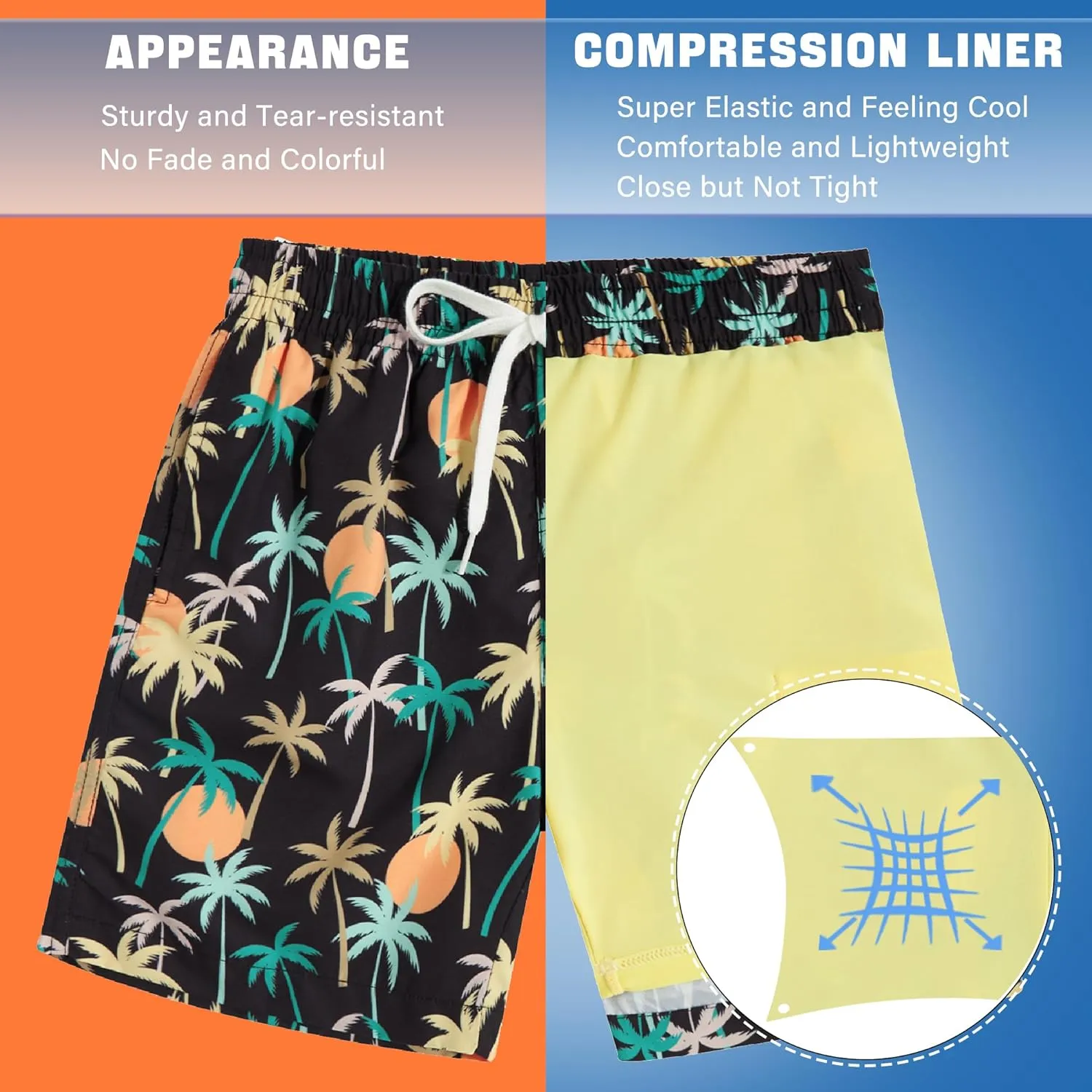 swimsobo Boys Swim Trunks for 5-16 Years Compression Liner Swimsuit Shorts Swimwear Boxer Bathing Suit