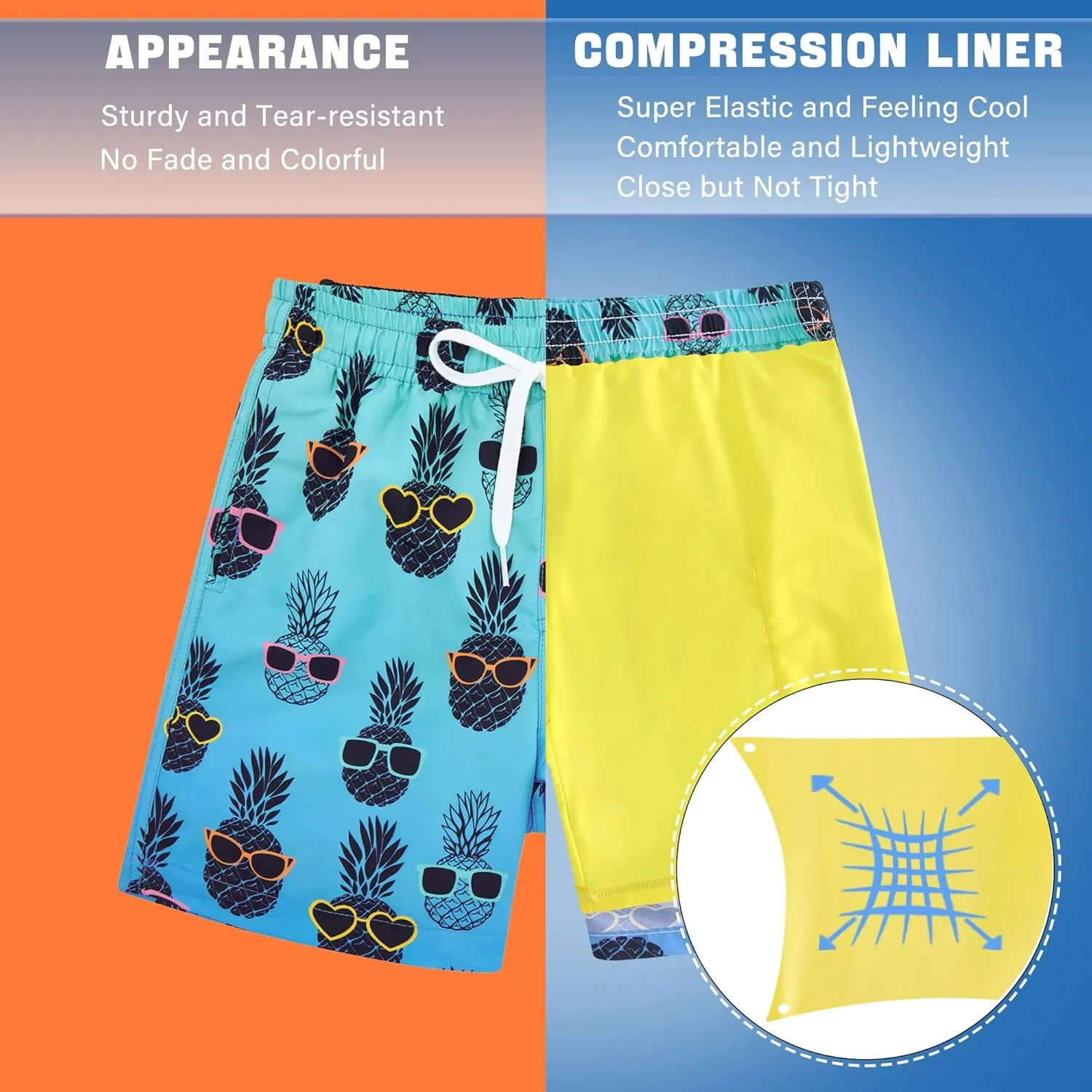 swimsobo Boys Swim Trunks for 5-16 Years Compression Liner Swimsuit Shorts Swimwear Boxer Bathing Suit