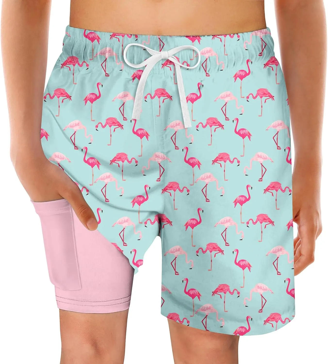 swimsobo Boys Swim Trunks for 5-16 Years Compression Liner Swimsuit Shorts Swimwear Boxer Bathing Suit