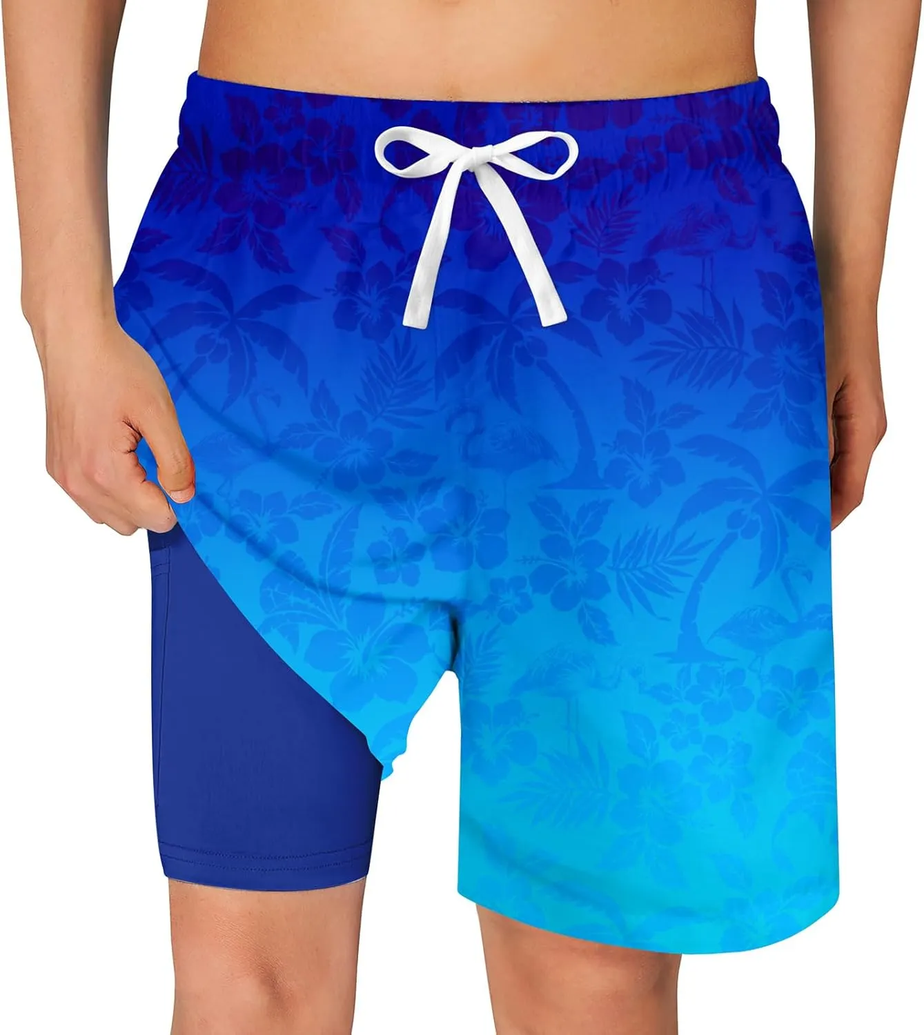 swimsobo Boys Swim Trunks for 5-16 Years Compression Liner Swimsuit Shorts Swimwear Boxer Bathing Suit