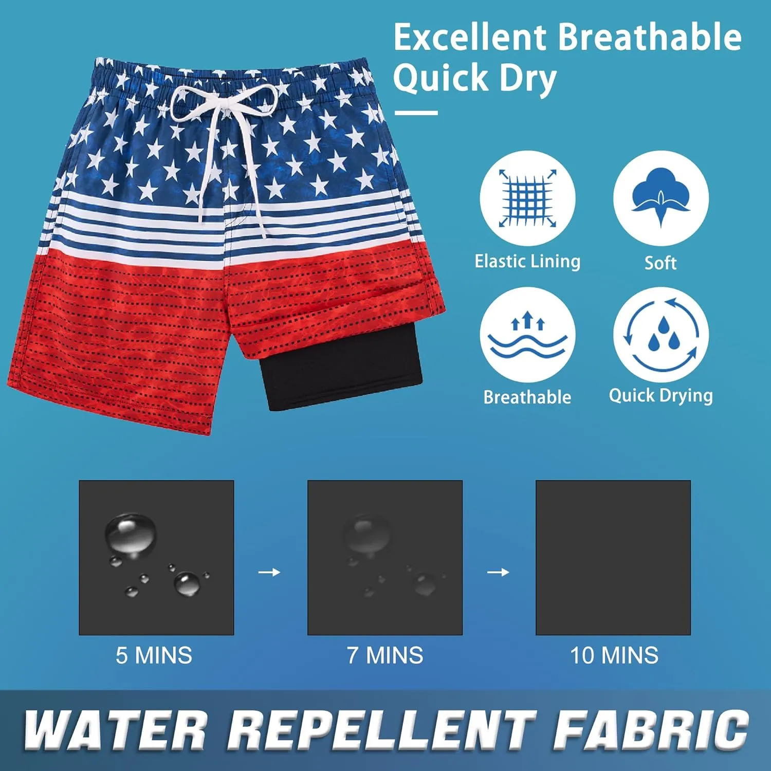 swimsobo Boys Swim Trunks for 5-16 Years Compression Liner Swimsuit Shorts Swimwear Boxer Bathing Suit