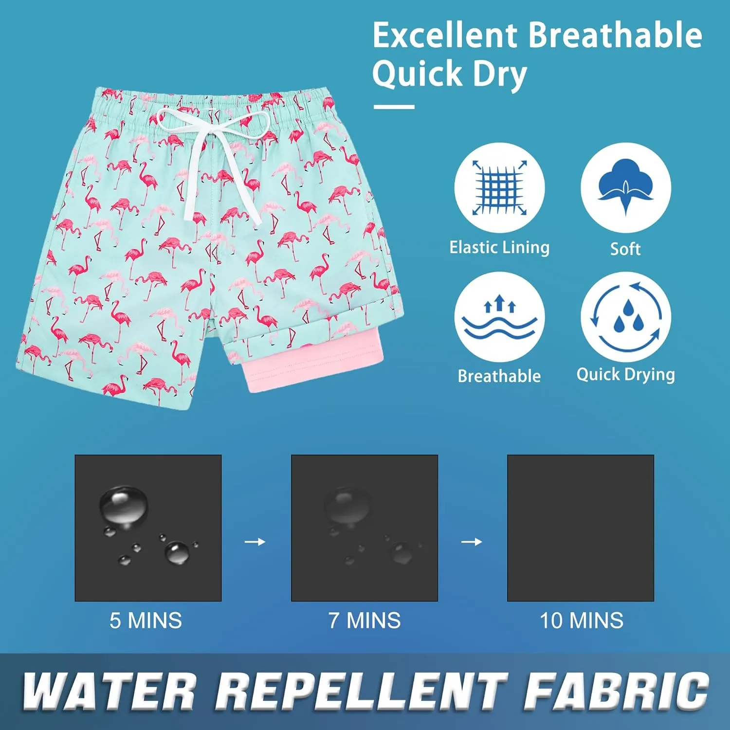 swimsobo Boys Swim Trunks for 5-16 Years Compression Liner Swimsuit Shorts Swimwear Boxer Bathing Suit