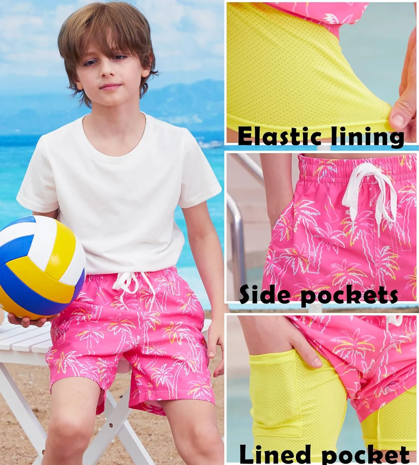 swimsobo Boys Swim Trunks for 5-16 Years Compression Liner Swimsuit Shorts Swimwear Boxer Bathing Suit