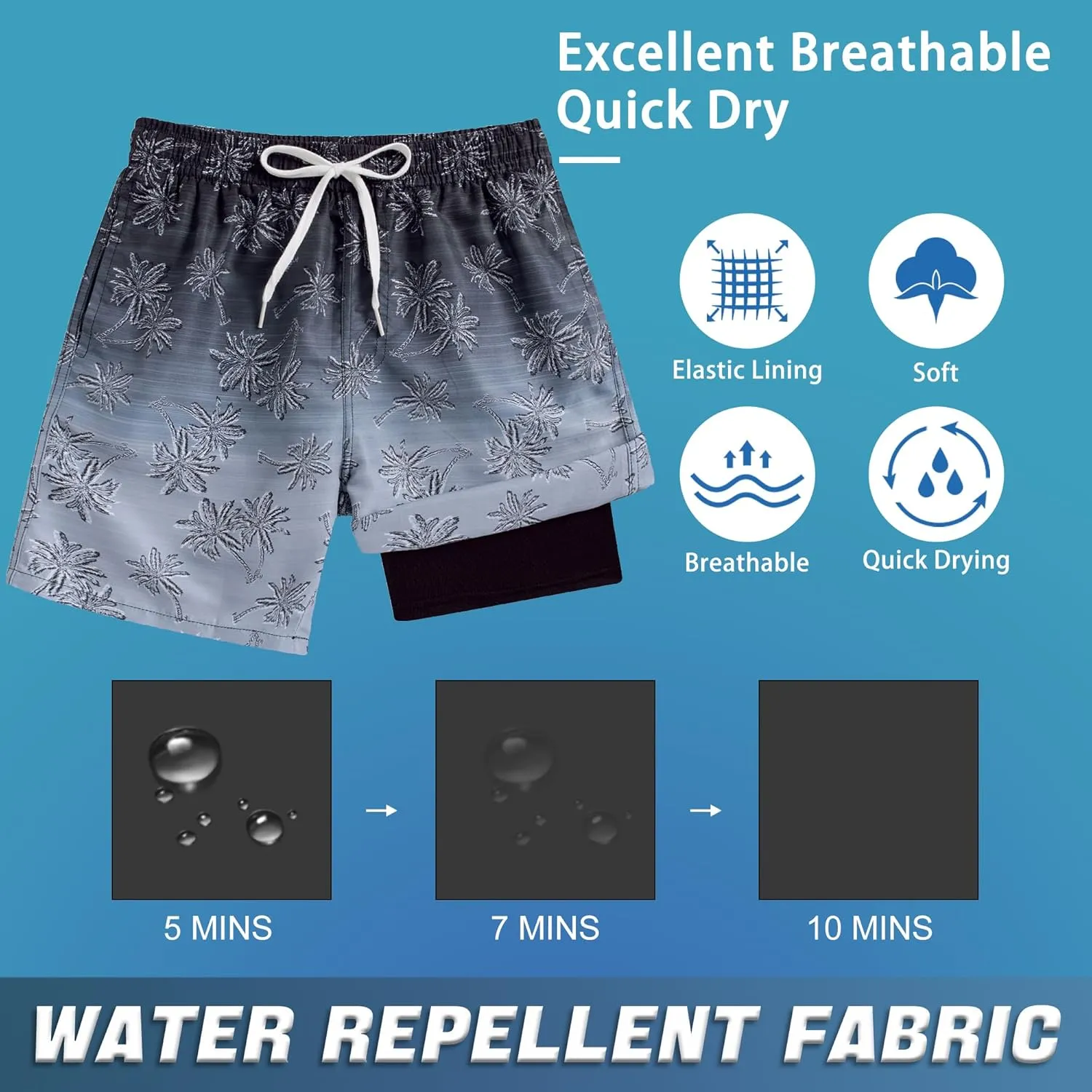 swimsobo Boys Swim Trunks for 5-16 Years Compression Liner Swimsuit Shorts Swimwear Boxer Bathing Suit