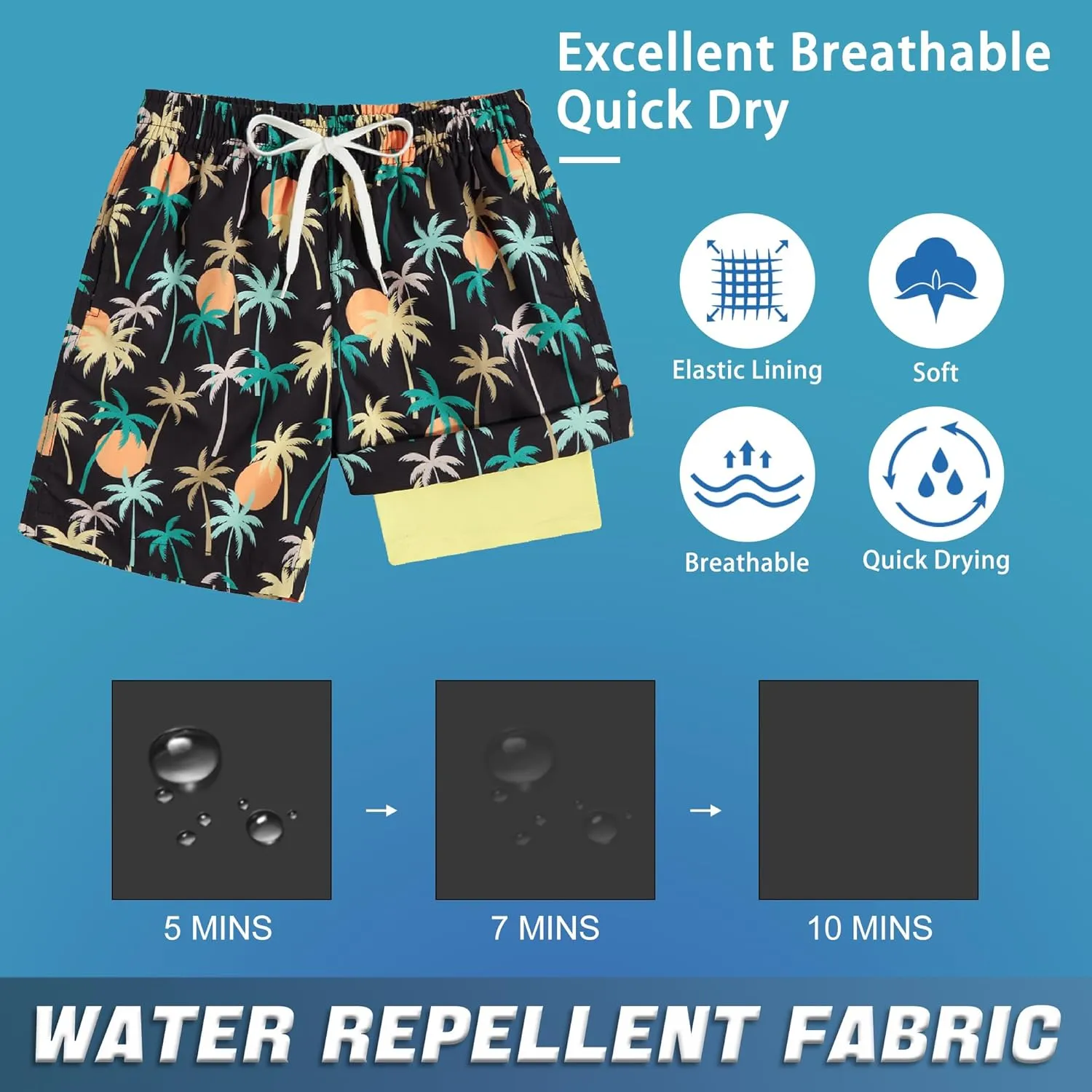 swimsobo Boys Swim Trunks for 5-16 Years Compression Liner Swimsuit Shorts Swimwear Boxer Bathing Suit