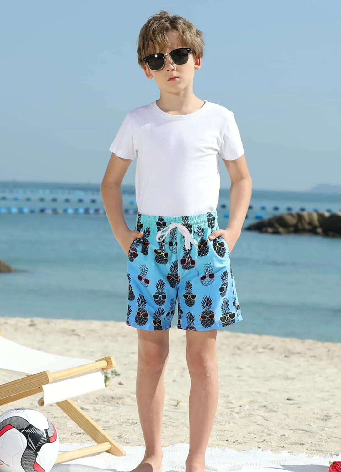 swimsobo Boys Swim Trunks for 5-16 Years Compression Liner Swimsuit Shorts Swimwear Boxer Bathing Suit