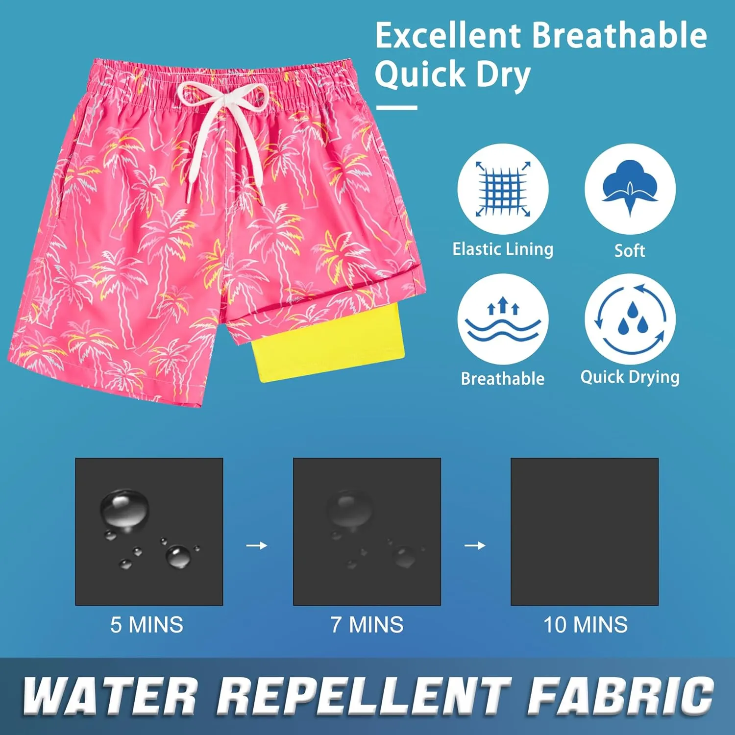swimsobo Boys Swim Trunks for 5-16 Years Compression Liner Swimsuit Shorts Swimwear Boxer Bathing Suit