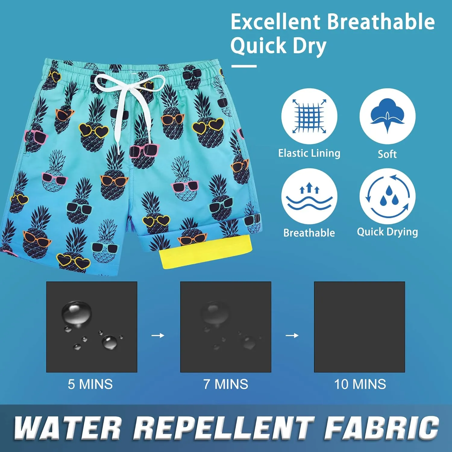 swimsobo Boys Swim Trunks for 5-16 Years Compression Liner Swimsuit Shorts Swimwear Boxer Bathing Suit