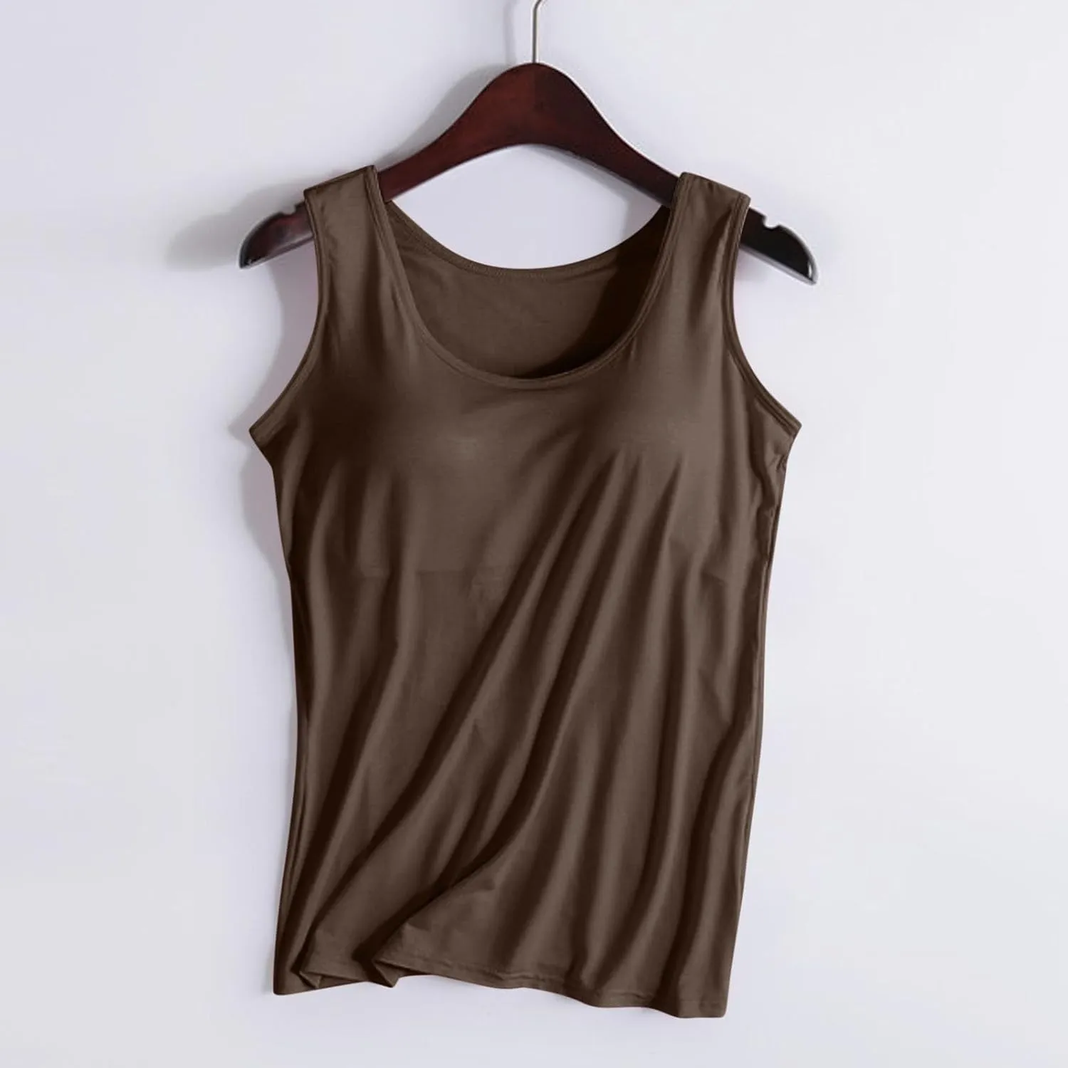 Tank Top with Built in Bra for Women Racerback Workout Shelf Bras Tanks Basic Padded Yoga Shirt Modal Undershirt