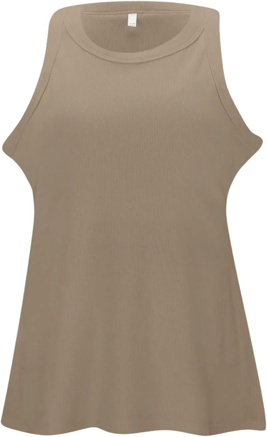 Tank Tops for Women 2025 Built in Shelf Bra Spaghetti Strap Summer Camisole U Neck Slim Fit Ribbed Sleeveless Shirts