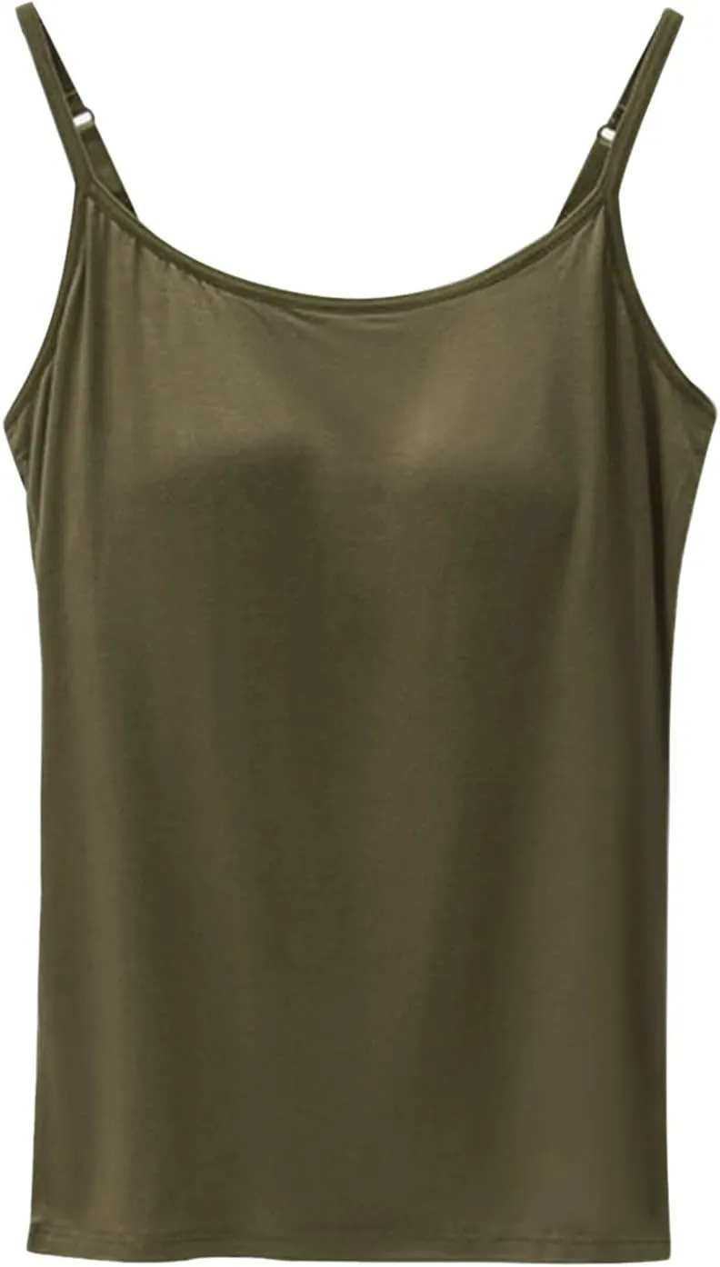 Tank Tops for Women Built with Shelf Bra Adjustable Spaghetti Strap Summer Tanks Sports Outfits Layering Undershirt