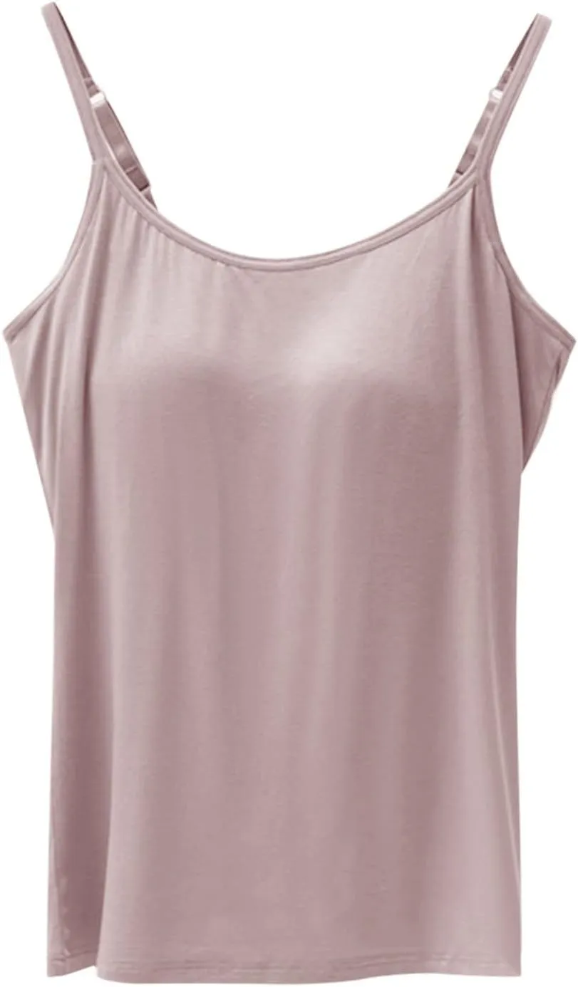 Tank Tops for Women Built with Shelf Bra Adjustable Spaghetti Strap Summer Tanks Sports Outfits Layering Undershirt