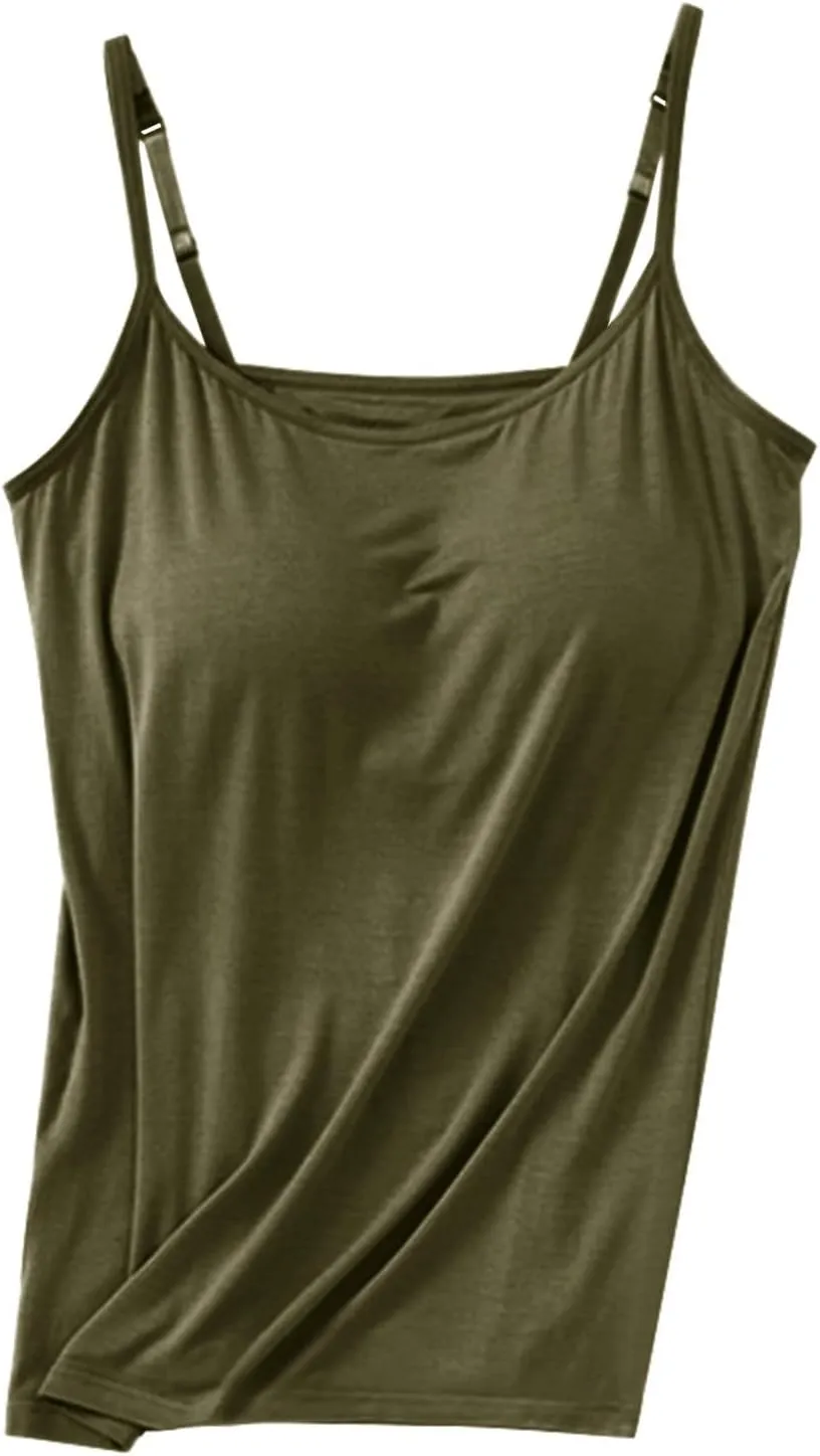 Tank Tops for Women Built with Shelf Bra Adjustable Spaghetti Strap Summer Tanks Sports Outfits Layering Undershirt