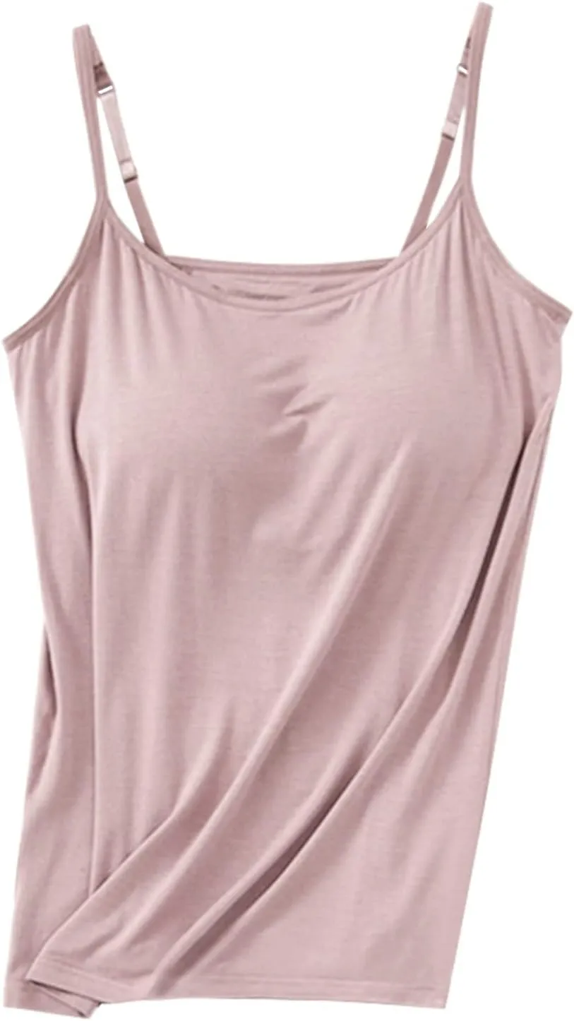 Tank Tops for Women Built with Shelf Bra Adjustable Spaghetti Strap Summer Tanks Sports Outfits Layering Undershirt