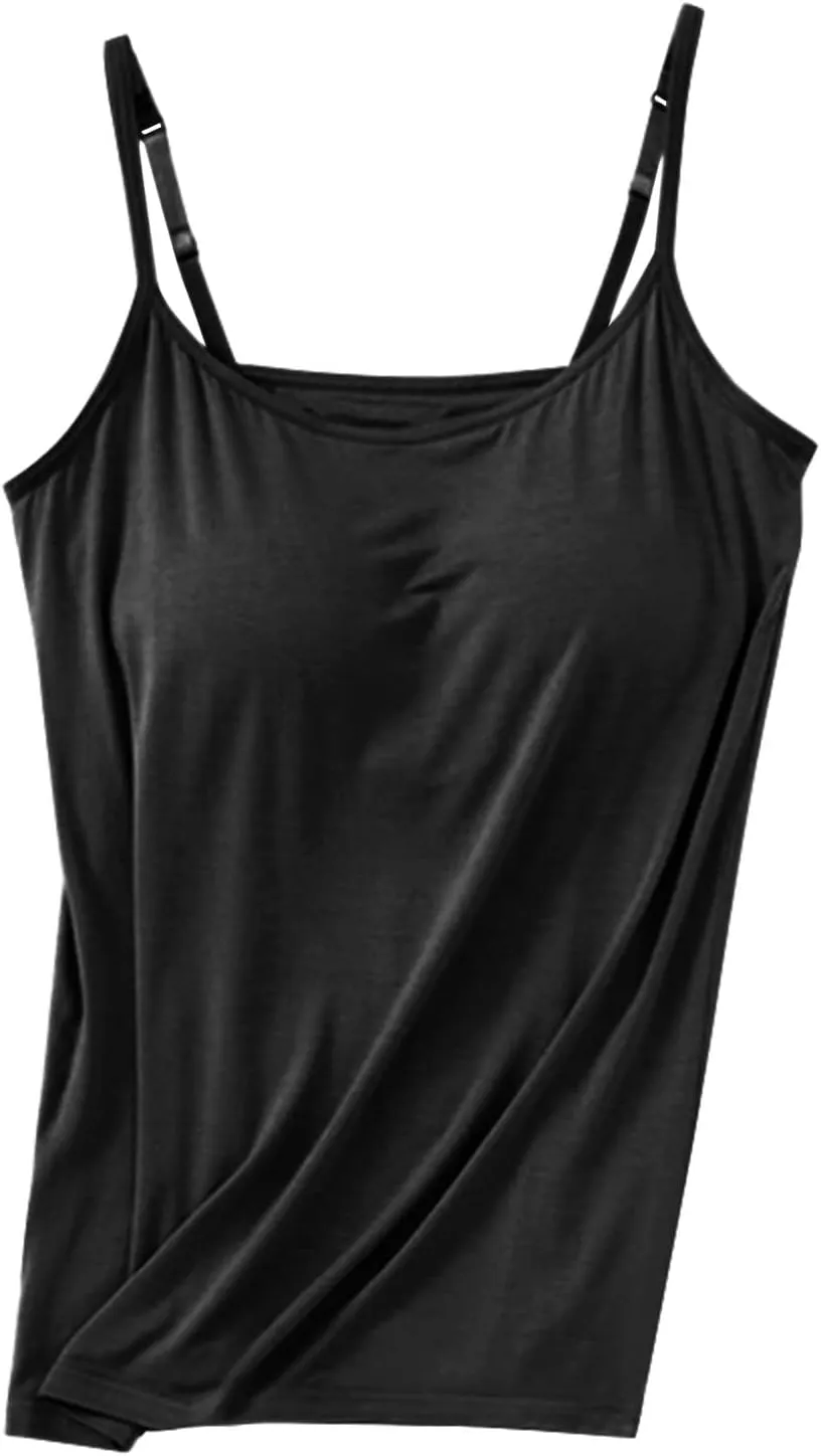 Tank Tops for Women Built with Shelf Bra Adjustable Spaghetti Strap Summer Tanks Sports Outfits Layering Undershirt