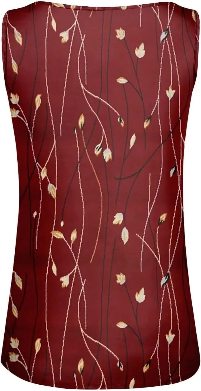 Tank Tops for Women Henley V Neck Printed Shirts 2025 Summer Casual Loose Fit Sleeveless Cute Basic Tanks Tee