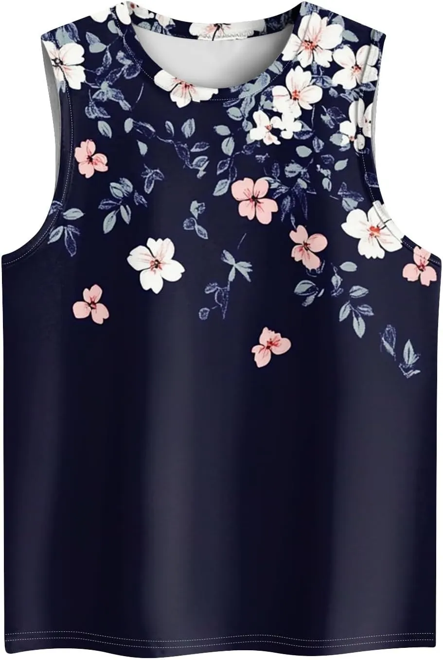 Tank Tops for Women Round Neck Sleeveless Floral Print Shirts 2025 Summer Casual Loose Cute Basic Beach Tanks Tee