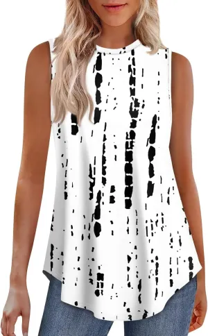 Tank Tops for Women Summer Sleeveless Blouses Dressy Casual Crewneck Loose Fit Flowy Tunic High Waisted Graphic Tees