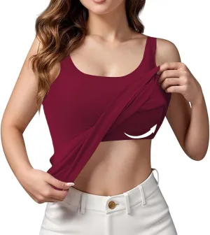Tank Tops with Built in Bras for Women Sports Cute Cami Workout Plus Size Camisoles Spaghetti Strap Under Clothes