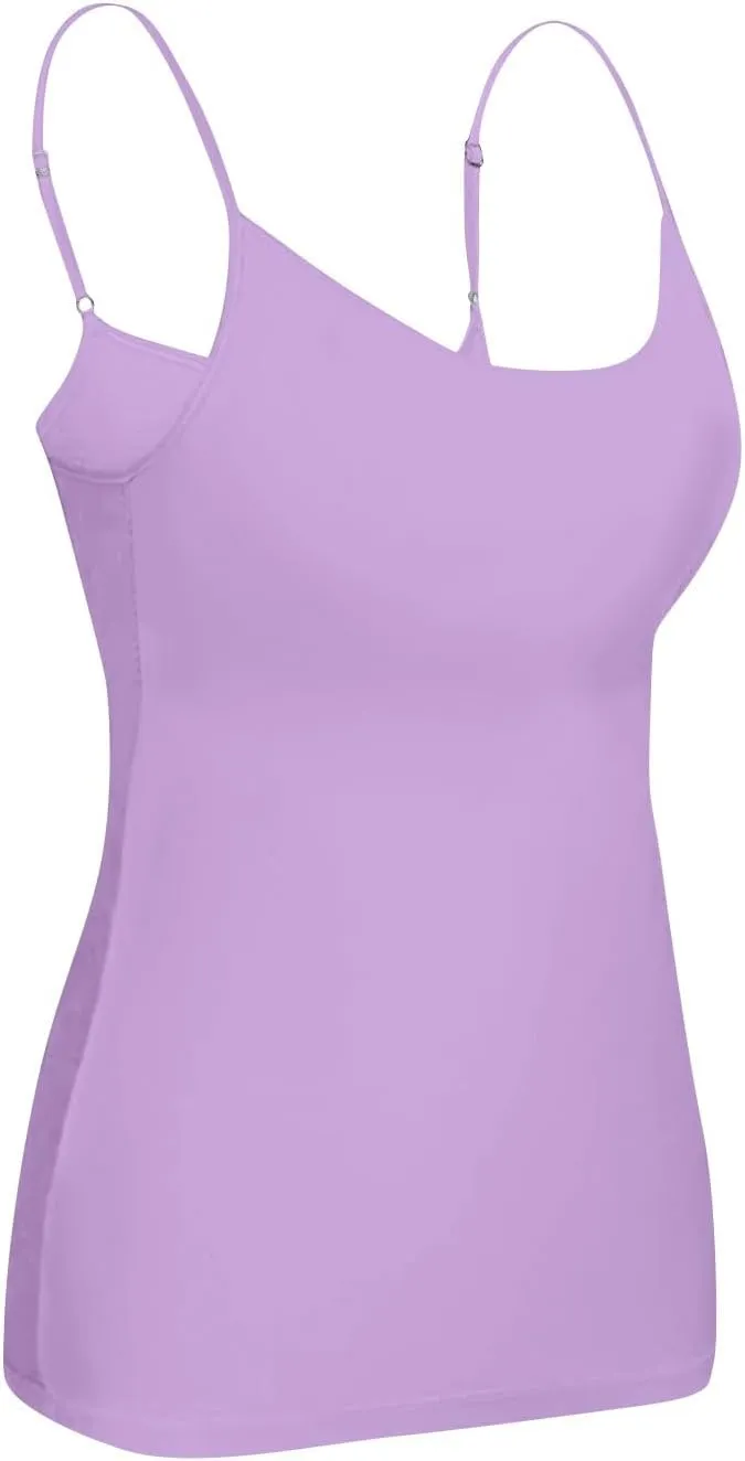 Tank Tops with Built in Shelf Bras for Women Adjustable Spaghetti Strap Camisole Top Workout Beach Basic Undershirts