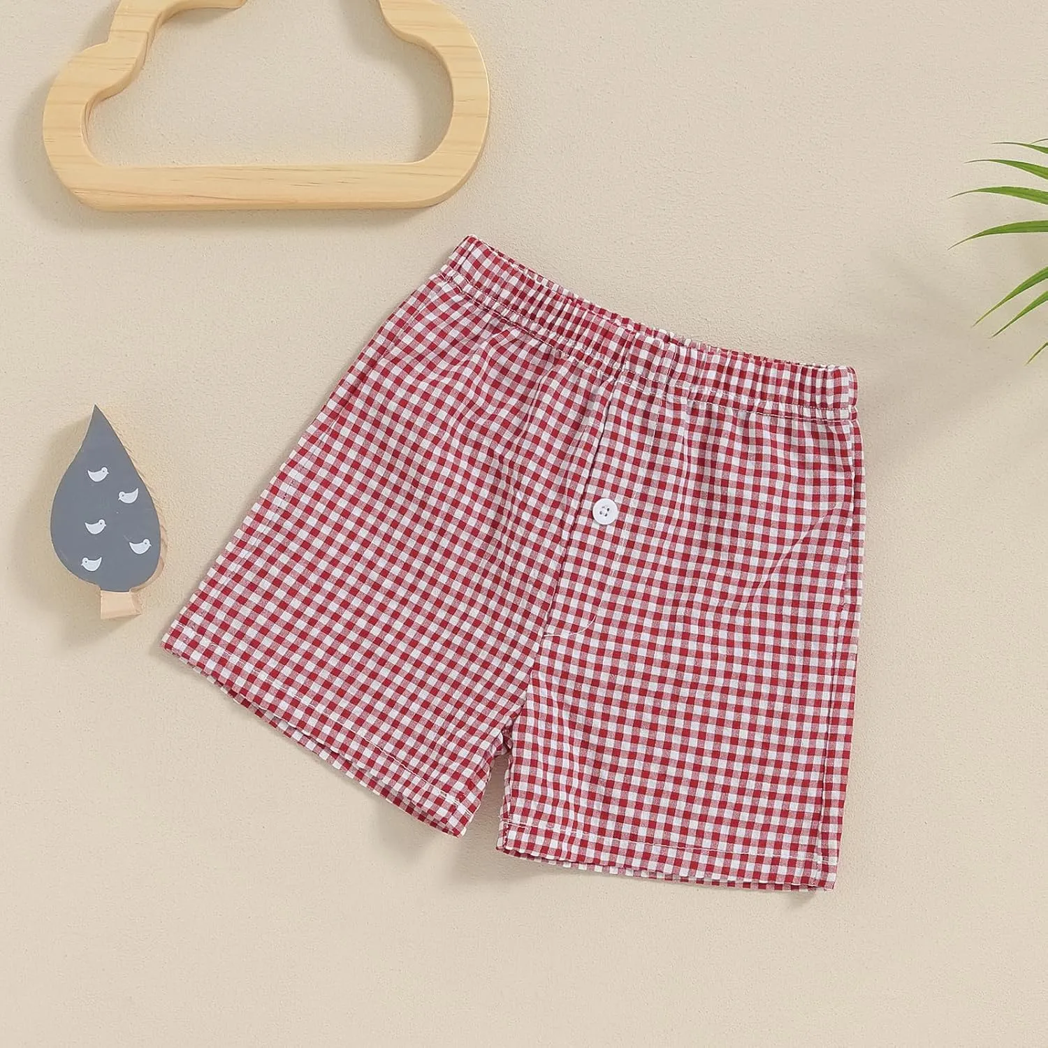 Toddler Boy Shorts Baby Girl Plaid Shorts Elastic Waist Casual Wide Leg Shorts Summer Loose Fitting Lounge Shorts