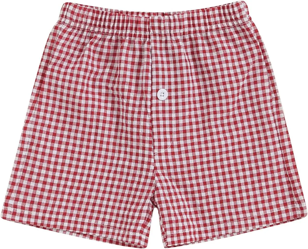 Toddler Boy Shorts Baby Girl Plaid Shorts Elastic Waist Casual Wide Leg Shorts Summer Loose Fitting Lounge Shorts