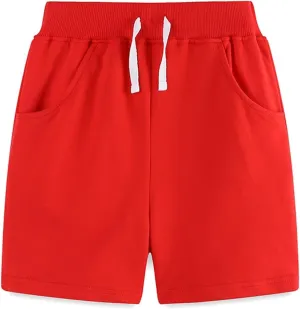 Toddler Boys Girls Basketball Shorts Solid Cotton Athletic Running Shorts Quick Dry Pull on Jogger Pants Summer Clothes