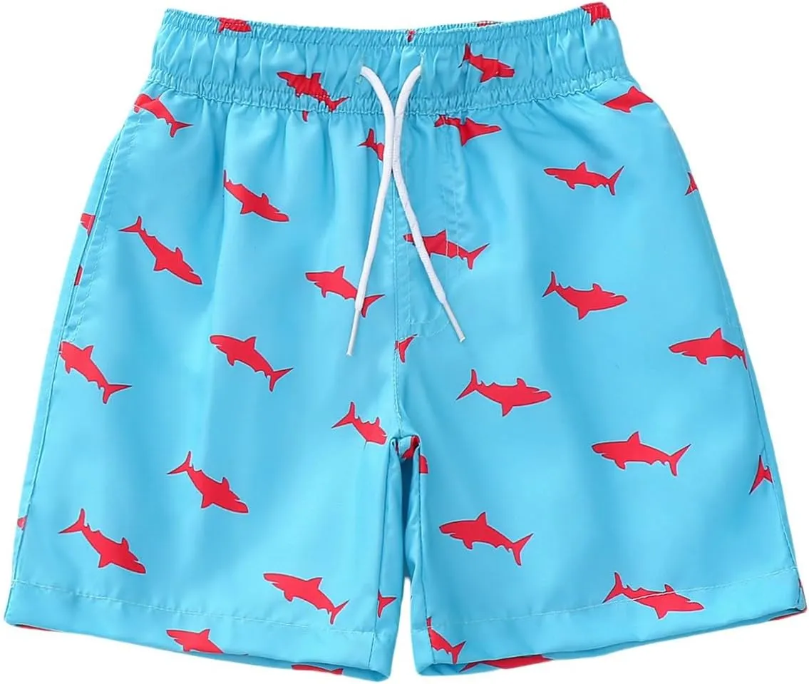 Toddler Cotton Summer Beach Shorts Boys Swim Trunks Elastic Waist Drawstring Loose Fit Athletic Girls Summer Wear
