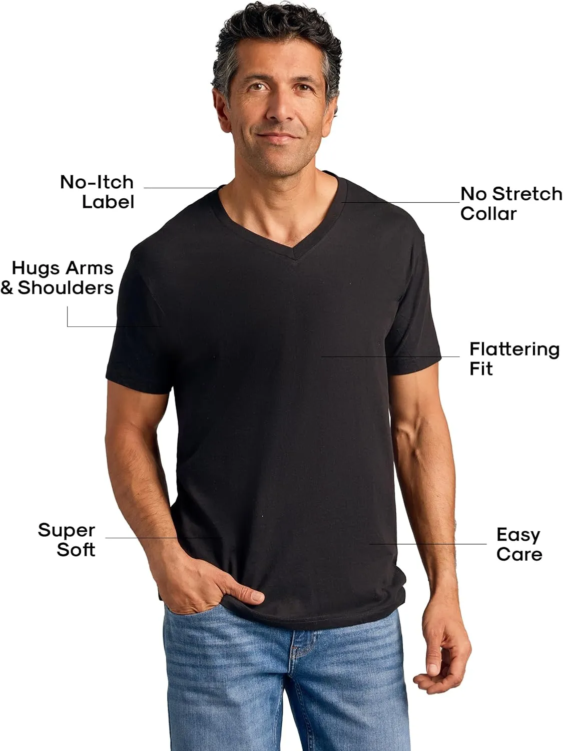 True Classic Mens V Neck T Shirts  Soft, Fitted Undershirts for Men Pack  Mens Undershirts  Cotton Blend, Tag-Free