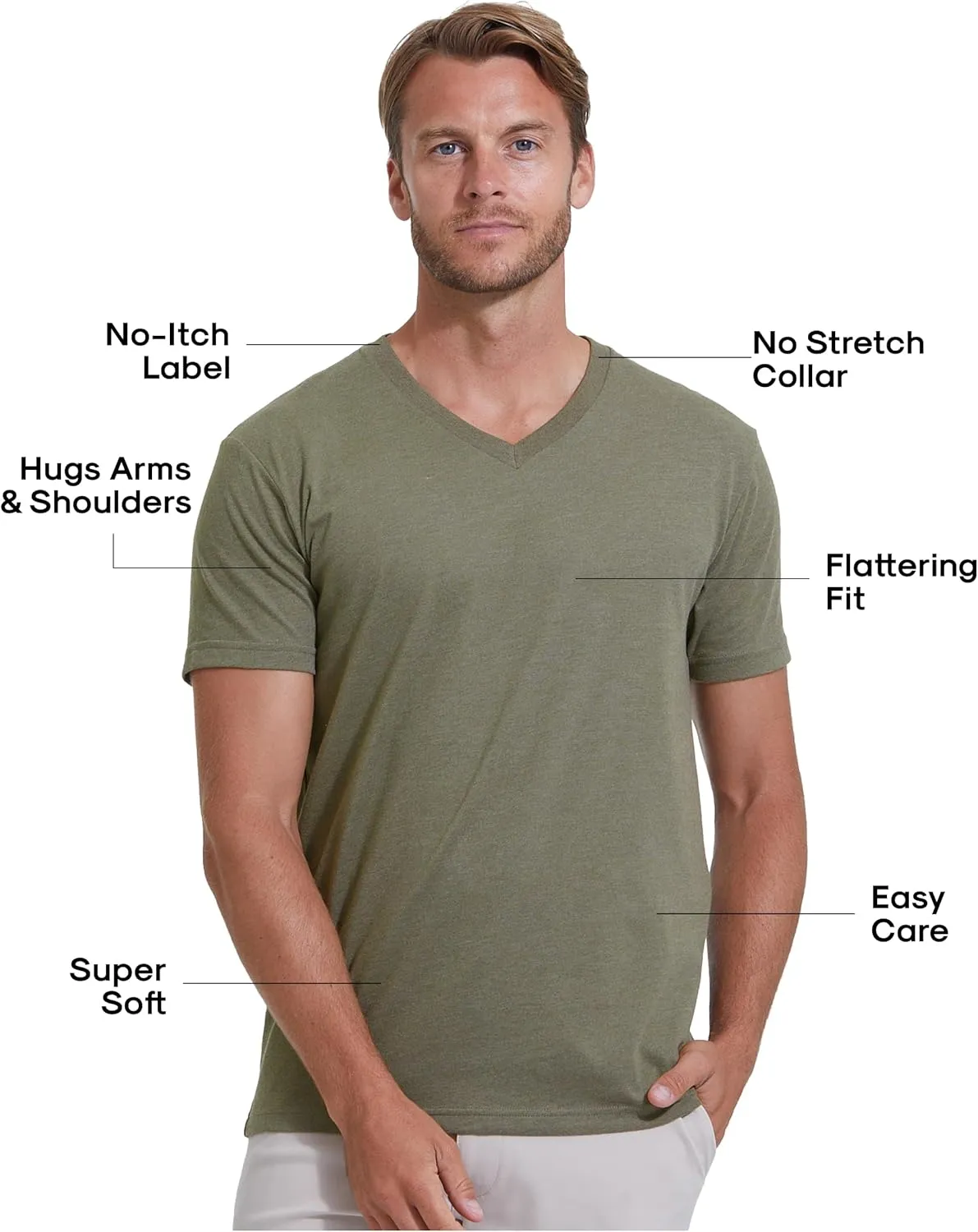True Classic Mens V Neck T Shirts  Soft, Fitted Undershirts for Men Pack  Mens Undershirts  Cotton Blend, Tag-Free