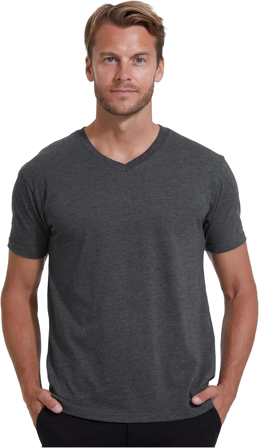 True Classic Mens V Neck T Shirts  Soft, Fitted Undershirts for Men Pack  Mens Undershirts  Cotton Blend, Tag-Free