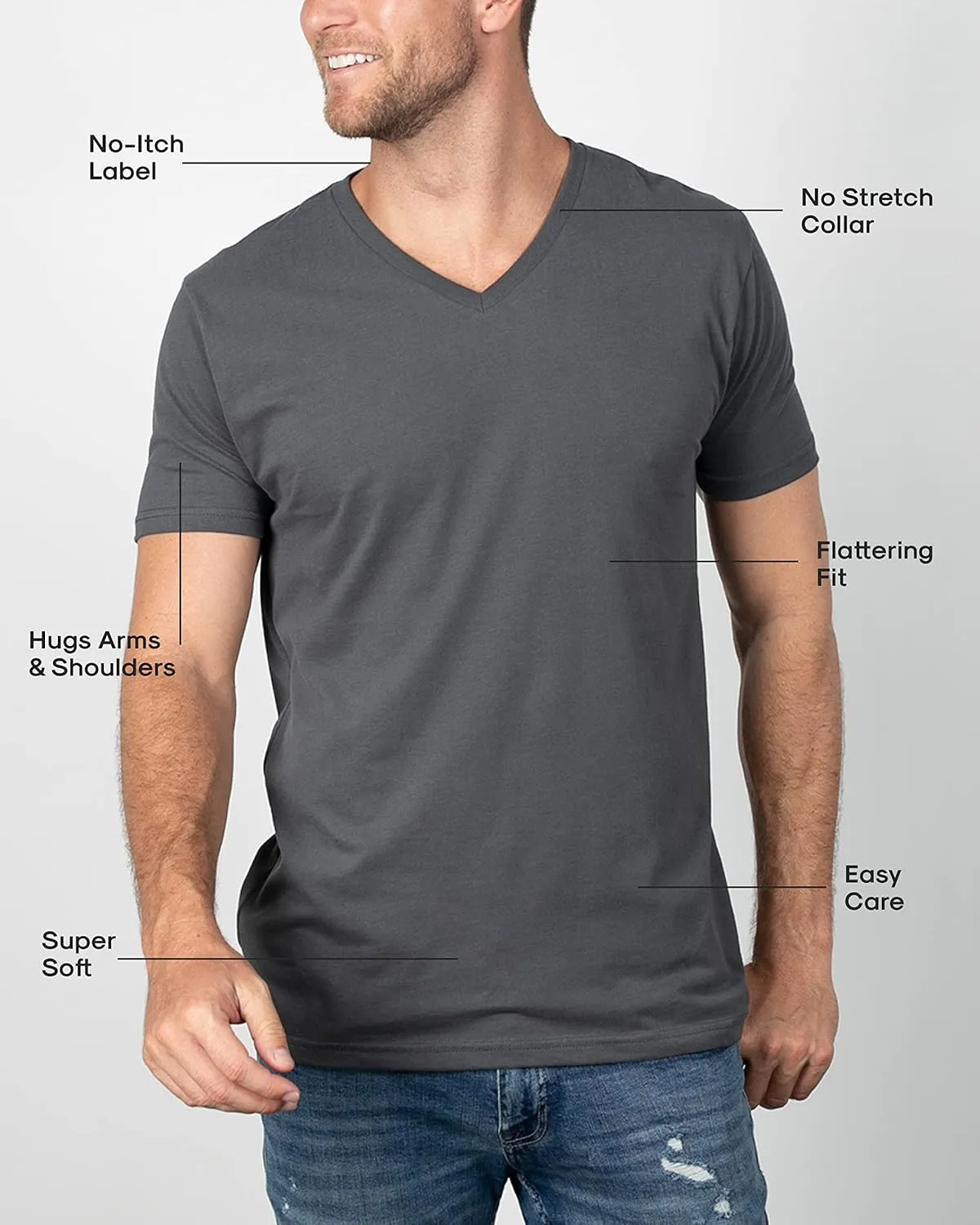 True Classic Mens V Neck T Shirts  Soft, Fitted Undershirts for Men Pack  Mens Undershirts  Cotton Blend, Tag-Free