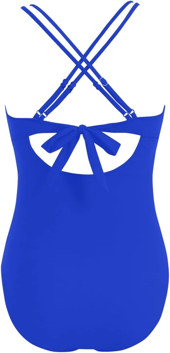 TUQIDEWU One Piece Swimsuit for Women Bathing Suit for Women Tummy Control V Neck Push Up Backless Mesh Slim Fit Swimsuit
